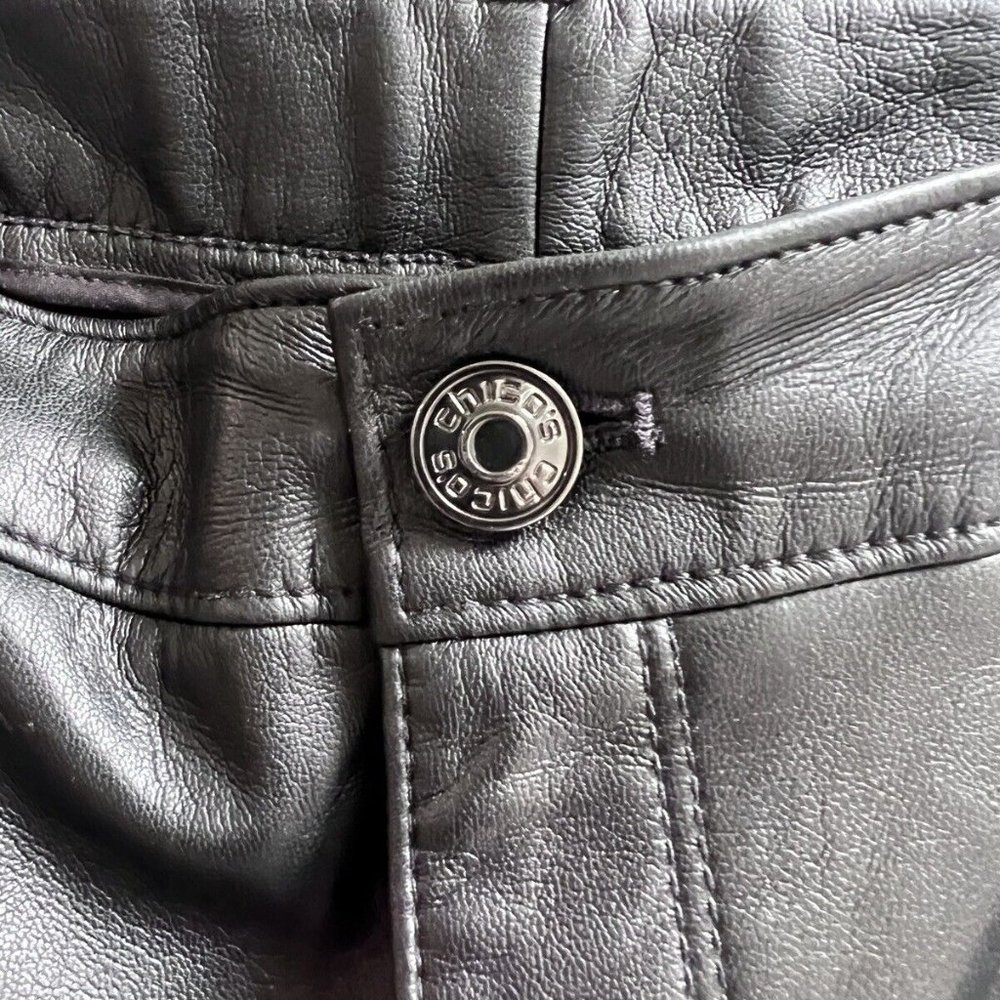 Black Faux Leather Chico's Four Pocket Pants 1R - Picture 3 of 4